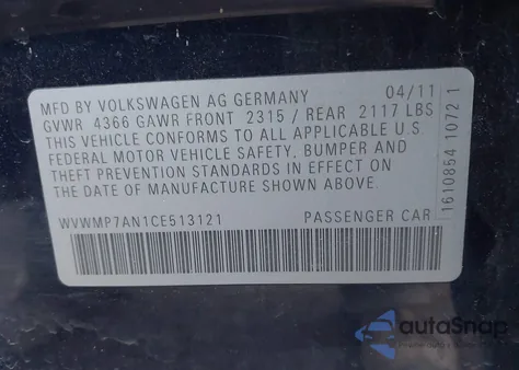 2012 Volkswagen Cc Sport z USA, uszkodzony, nr VIN WVWMP7AN1CE513121